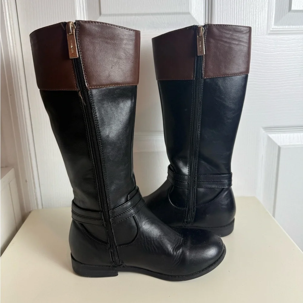 Michael Kors Girls Black & Brown Riding Boots Size 1